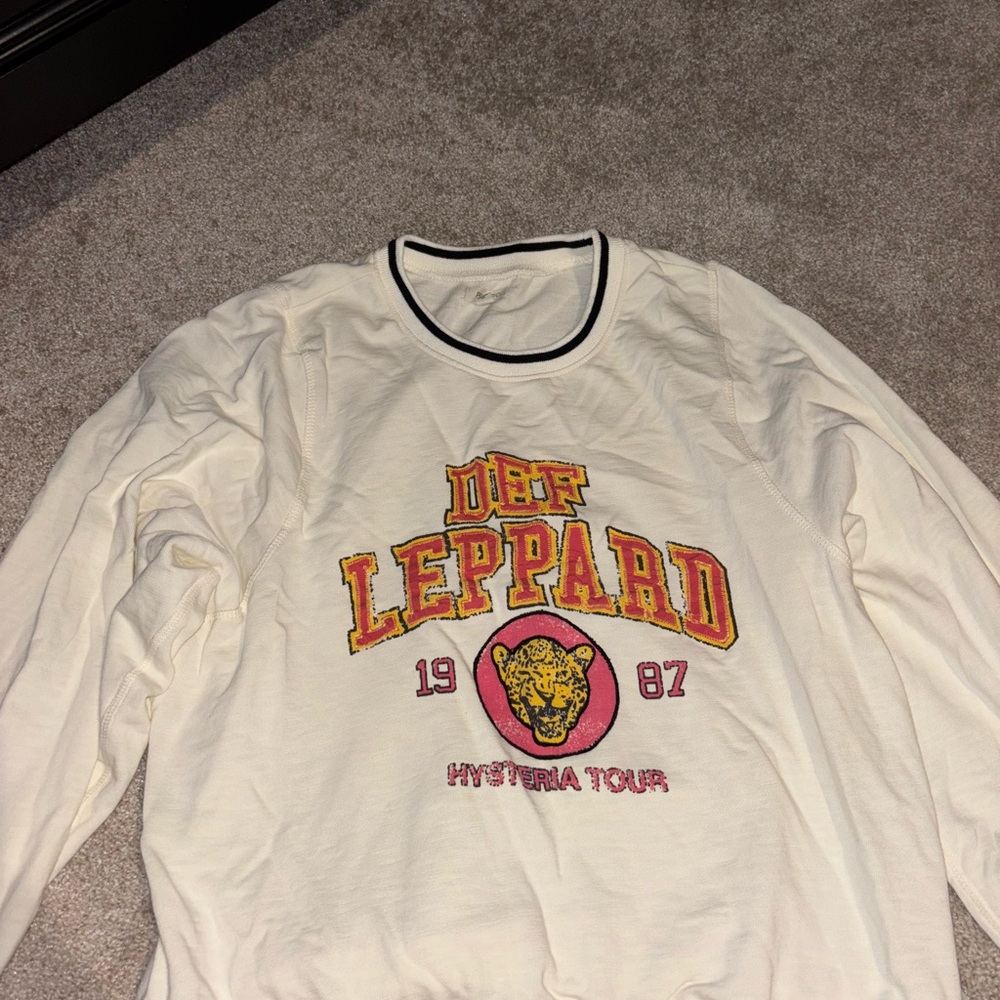 Anthropologie Cream Def Leppard Sweater